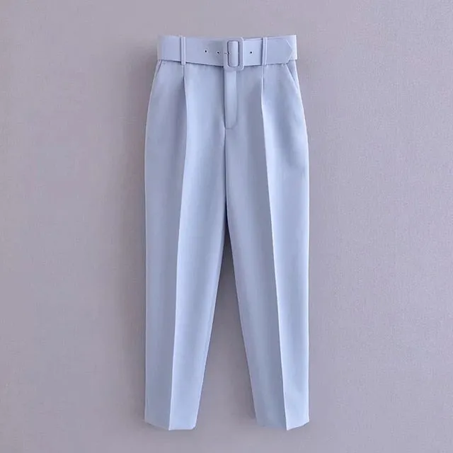 2021 Chic Women High Waist Belt Pants Sizes XS - L