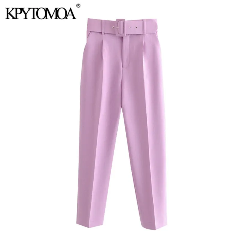 2021 Chic Women High Waist Belt Pants Sizes XS - L