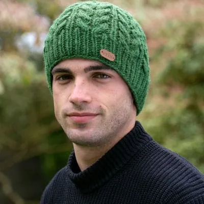 Aran Cable Green Pullon Hat