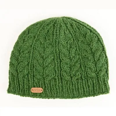 Aran Cable Green Pullon Hat