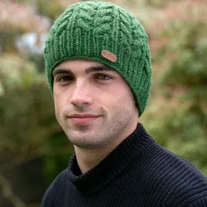 Aran Cable Green Pullon Hat