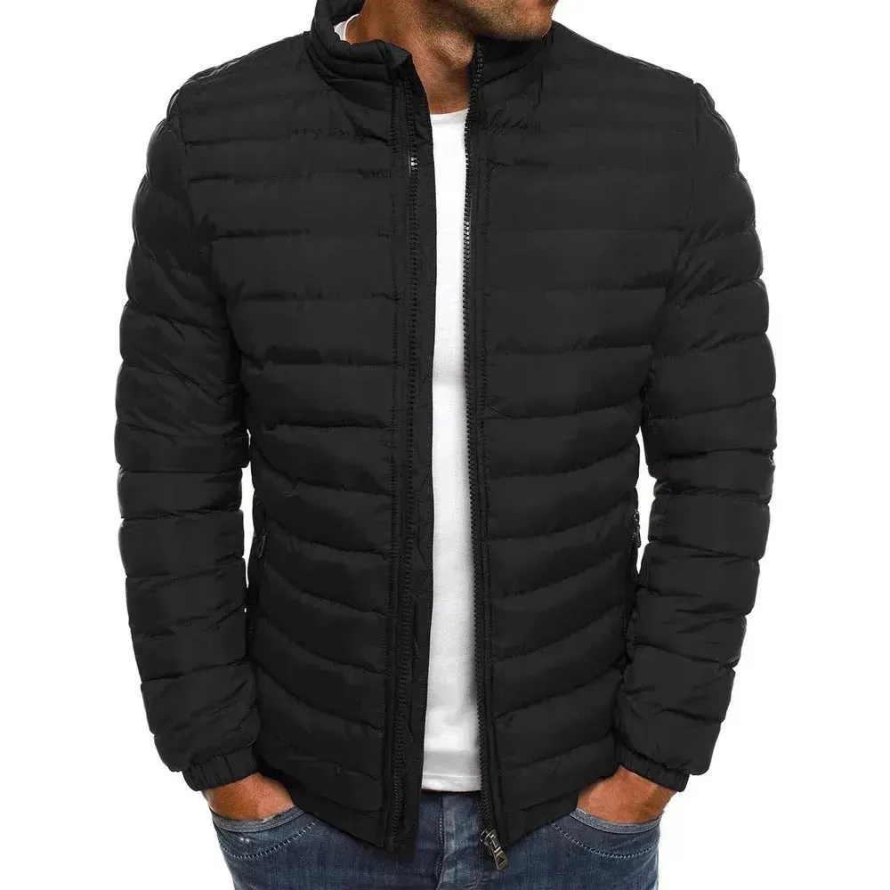 Autumn Winter Windproof Long Puffer Jackets for Men Cotton Padded