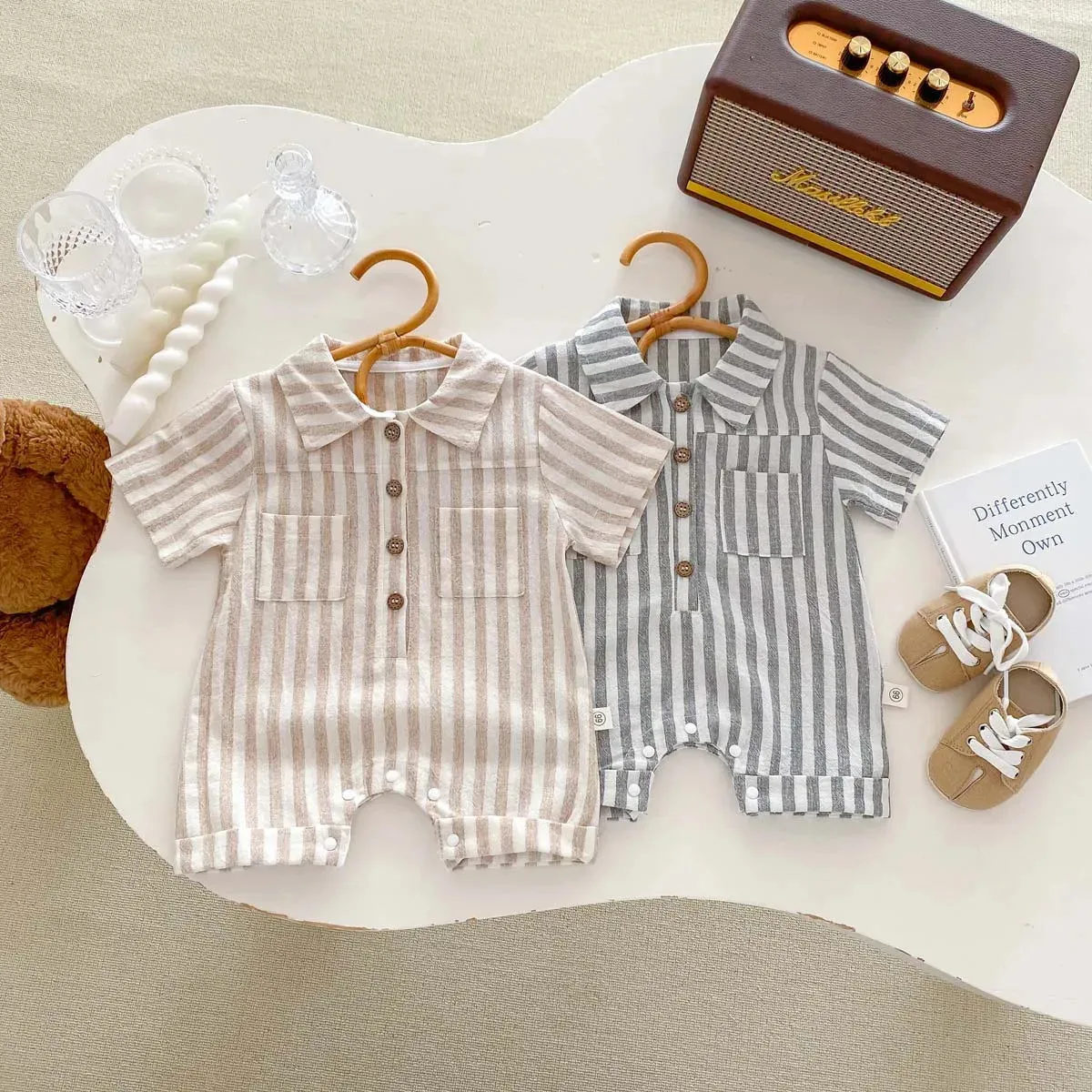 Baby Boys Striped Rompers