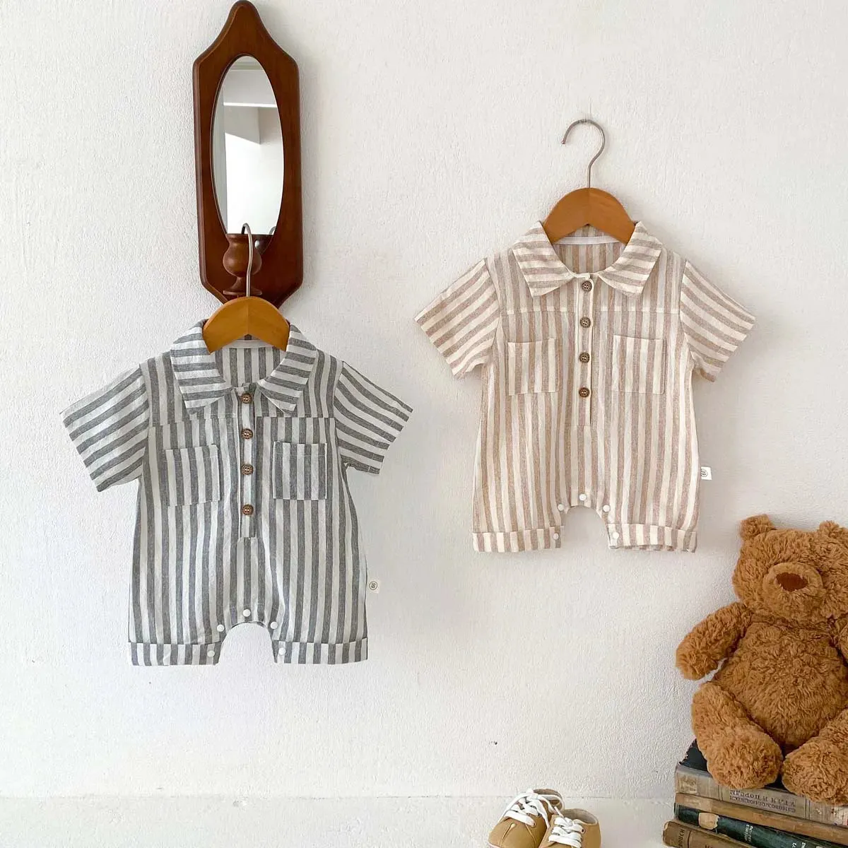 Baby Boys Striped Rompers