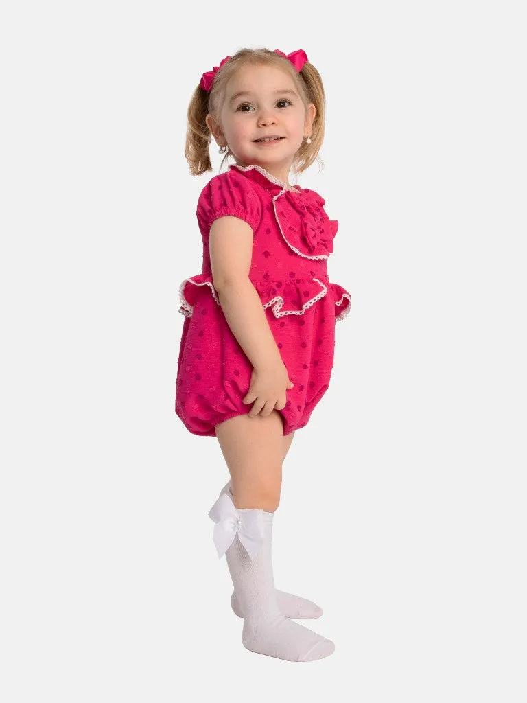 Baby Girl Ema Collection Spanish Romper-Fuchsia Pink