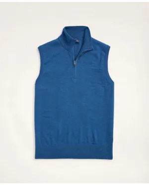 Brooks Brothers Men's Merino Half-Zip Sweater Vest Medium Blue