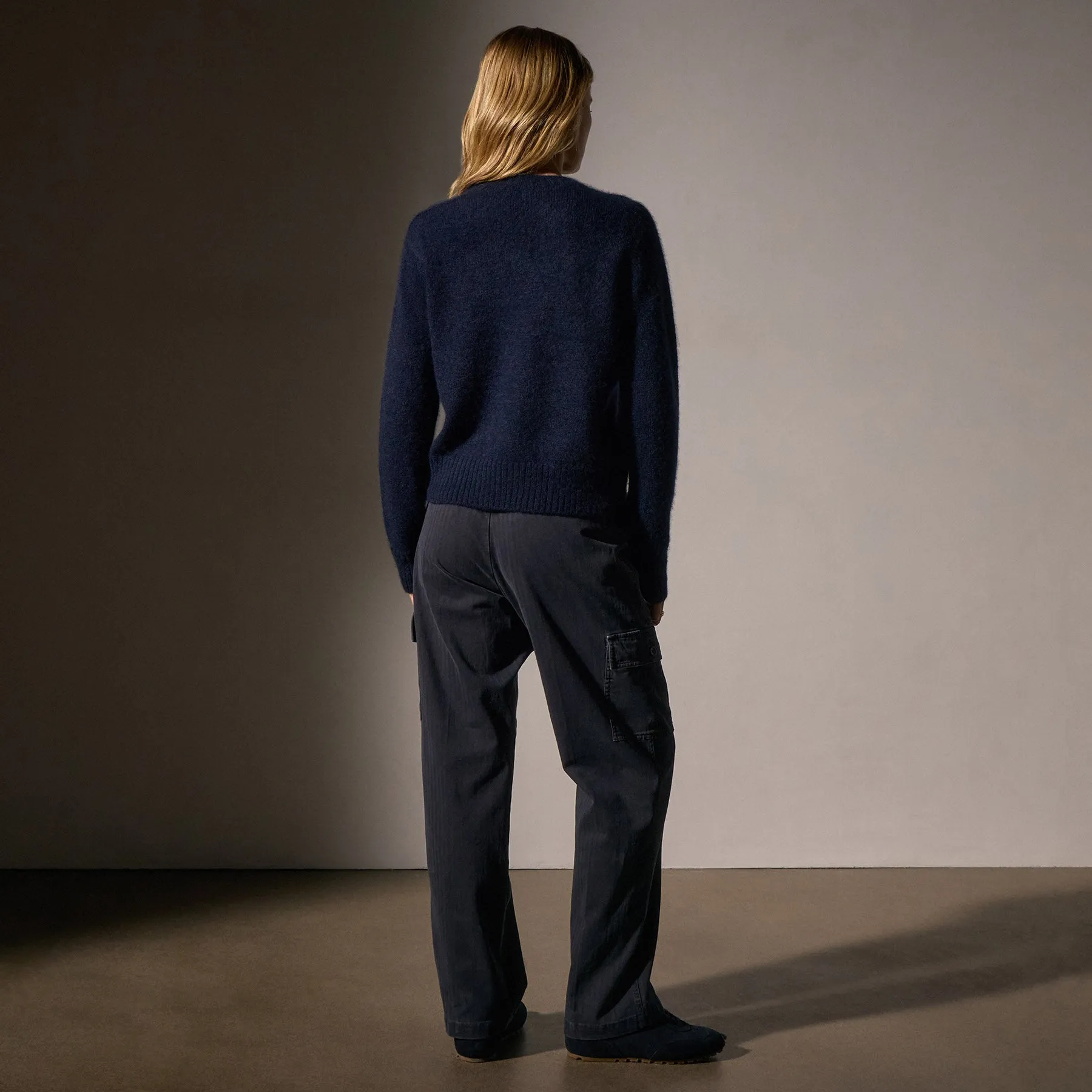 Cashmere Saddle Shoulder Crew Neck - Deep Navy