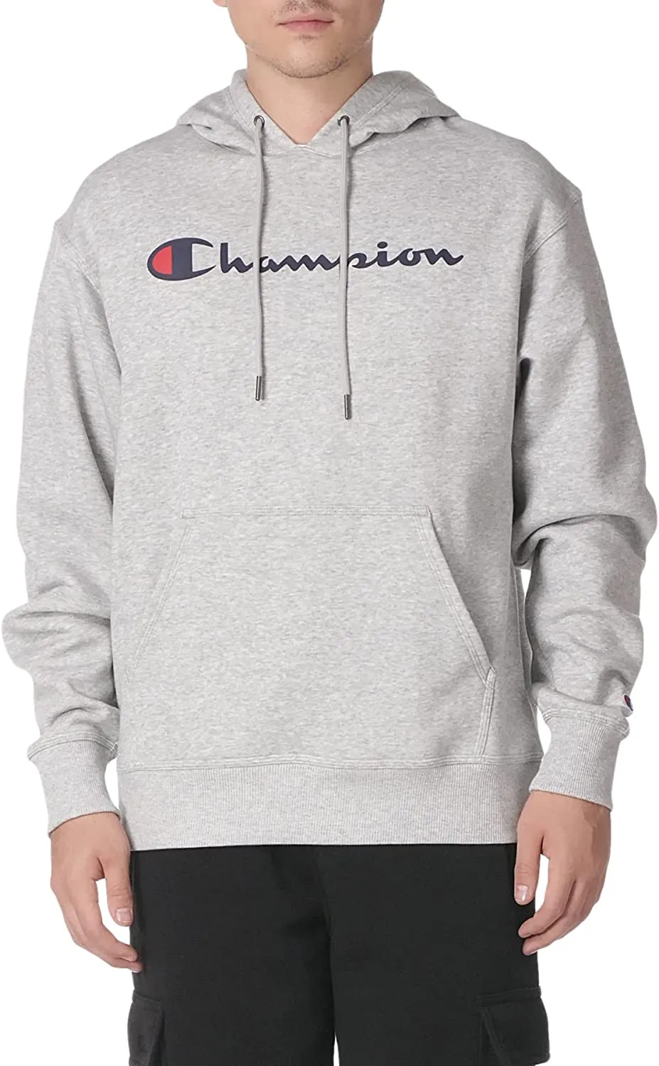 Champion Mens Script Logo Powerblend Fleece Pullover Hoodie