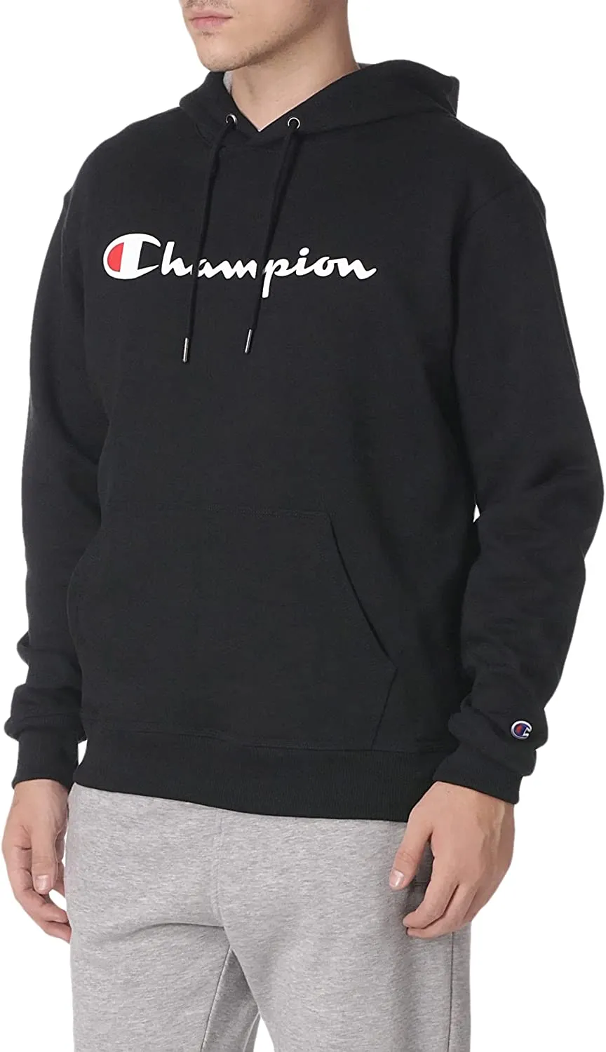 Champion Mens Script Logo Powerblend Fleece Pullover Hoodie