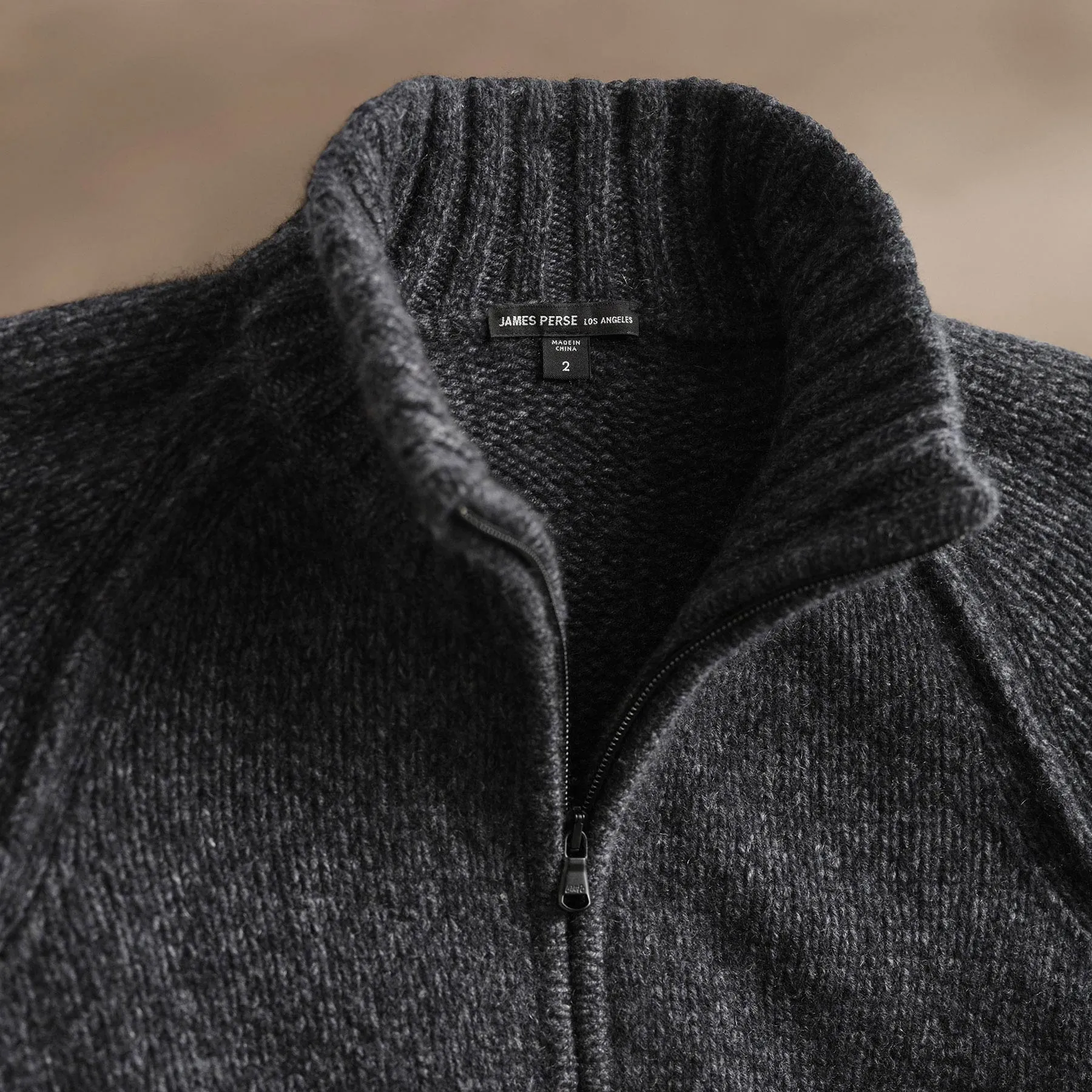 Chunky Cashmere Zip Up - Charcoal Marl