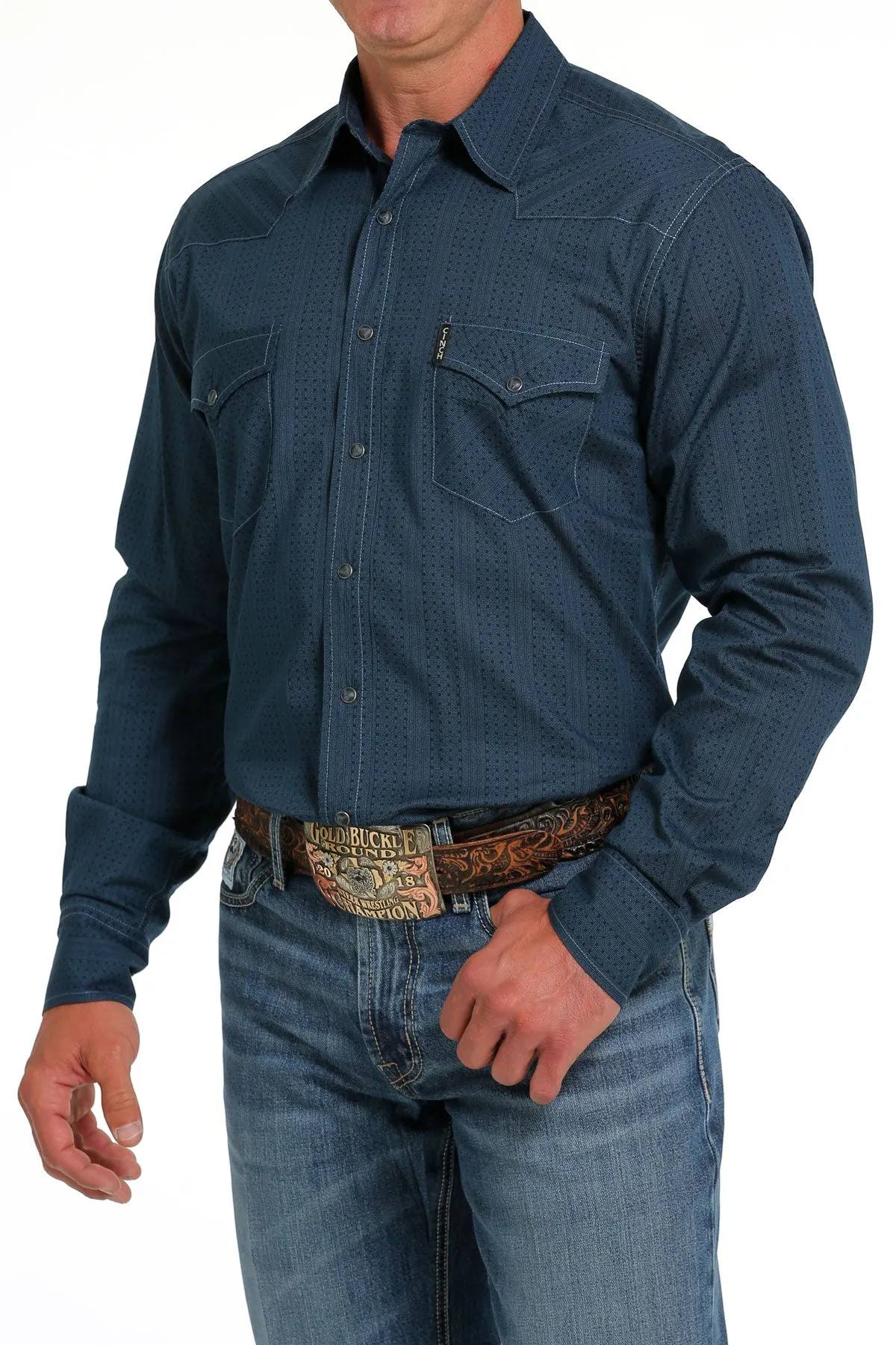 Cinch Men's Modern Fit Navy Snap Western Shirt