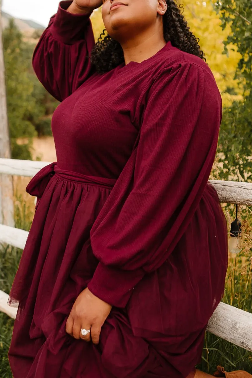 Cosette Midi Dress in Wine - FINAL SALE