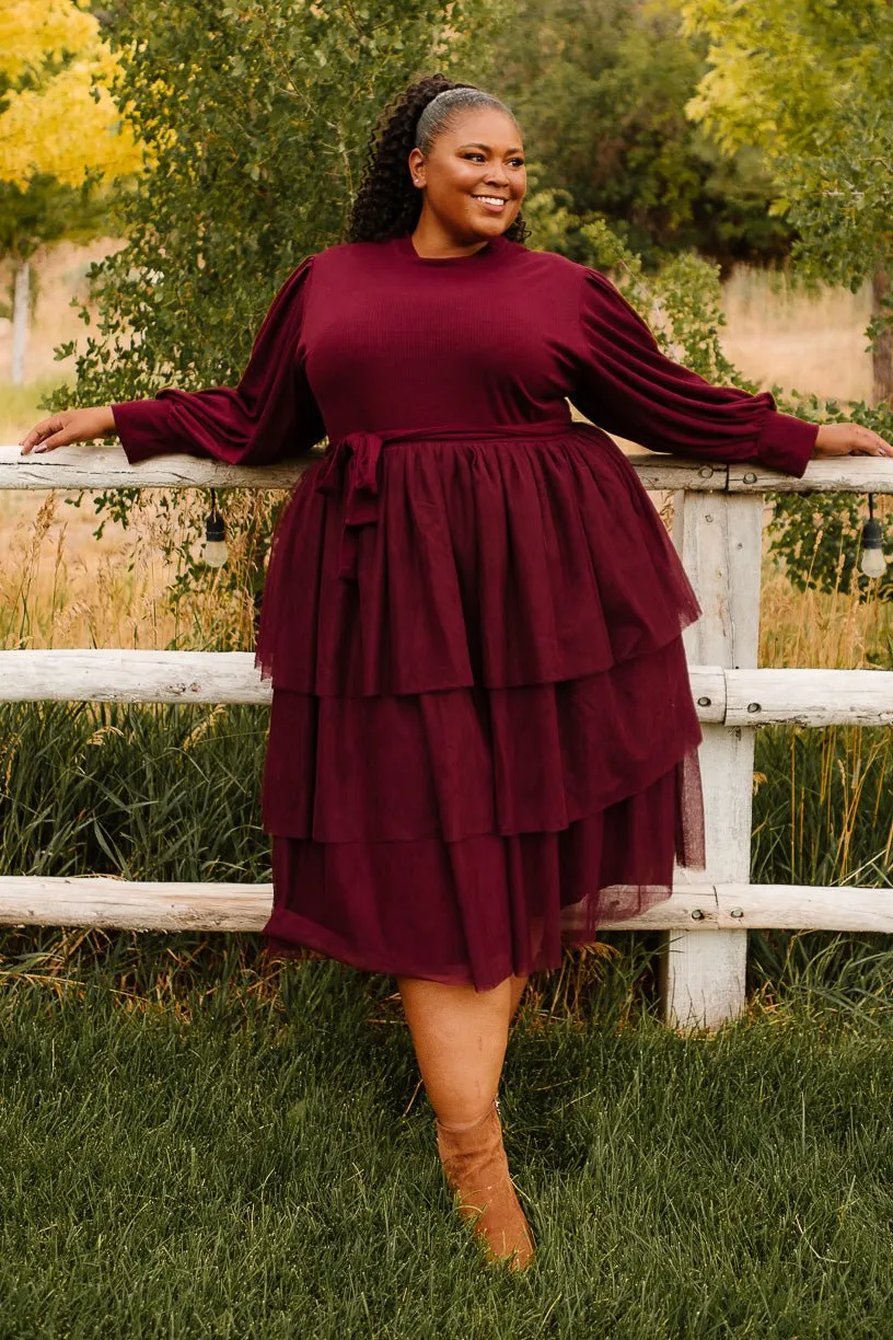 Cosette Midi Dress in Wine - FINAL SALE