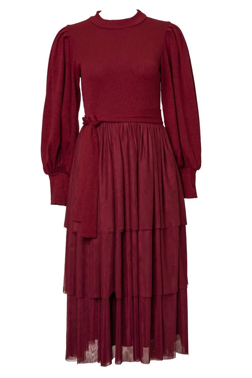 Cosette Midi Dress in Wine - FINAL SALE