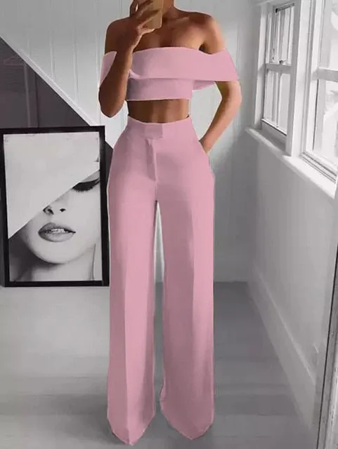 Cropped Top   Long Trousers Set