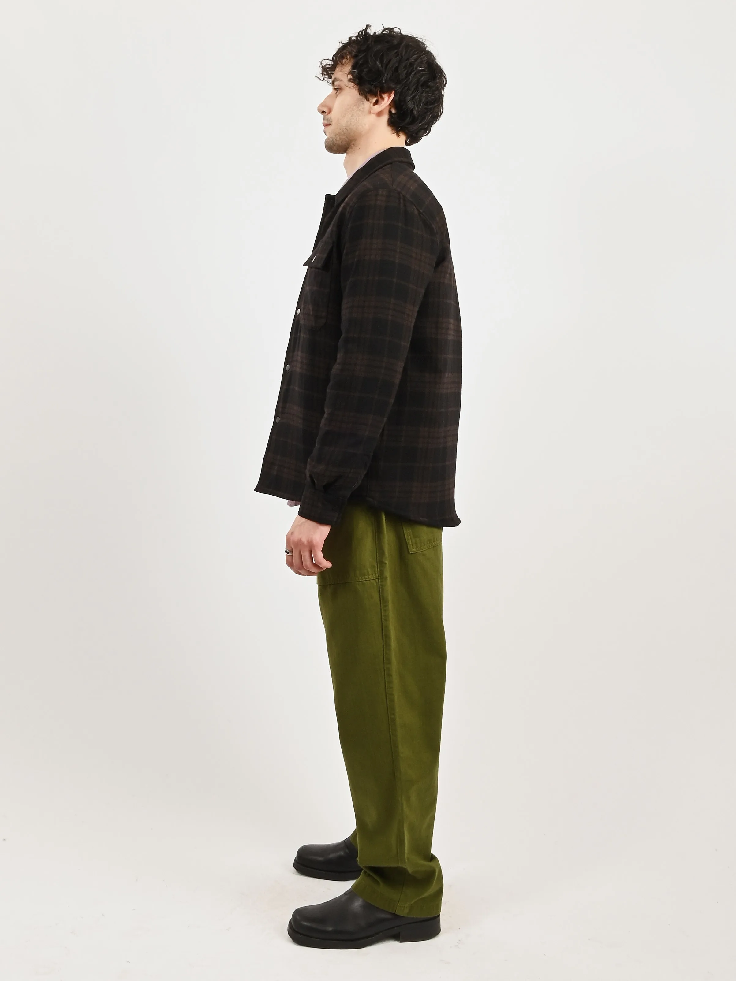 Espresso Hjalmer Insulated Wool Check Overshirt