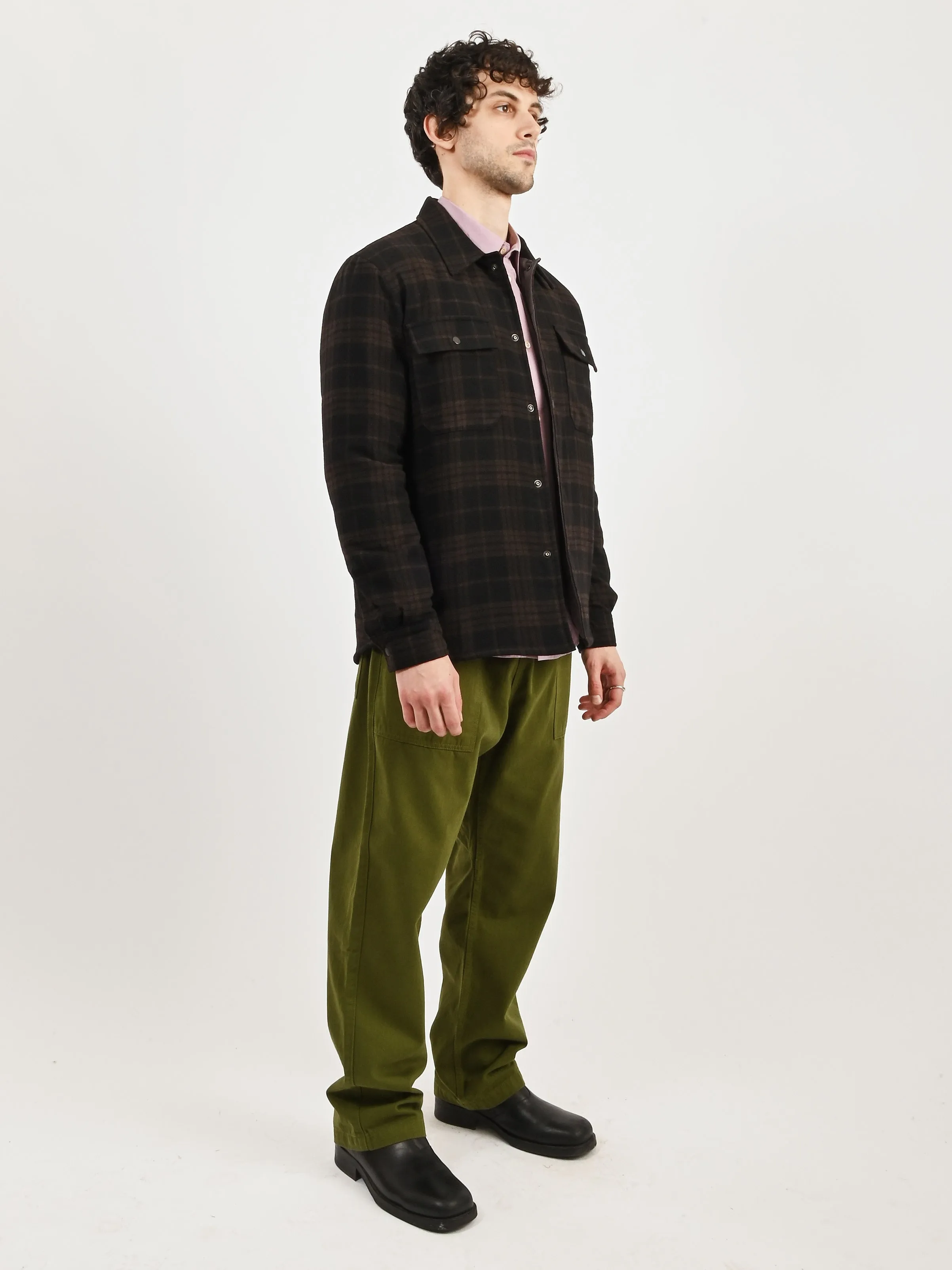 Espresso Hjalmer Insulated Wool Check Overshirt