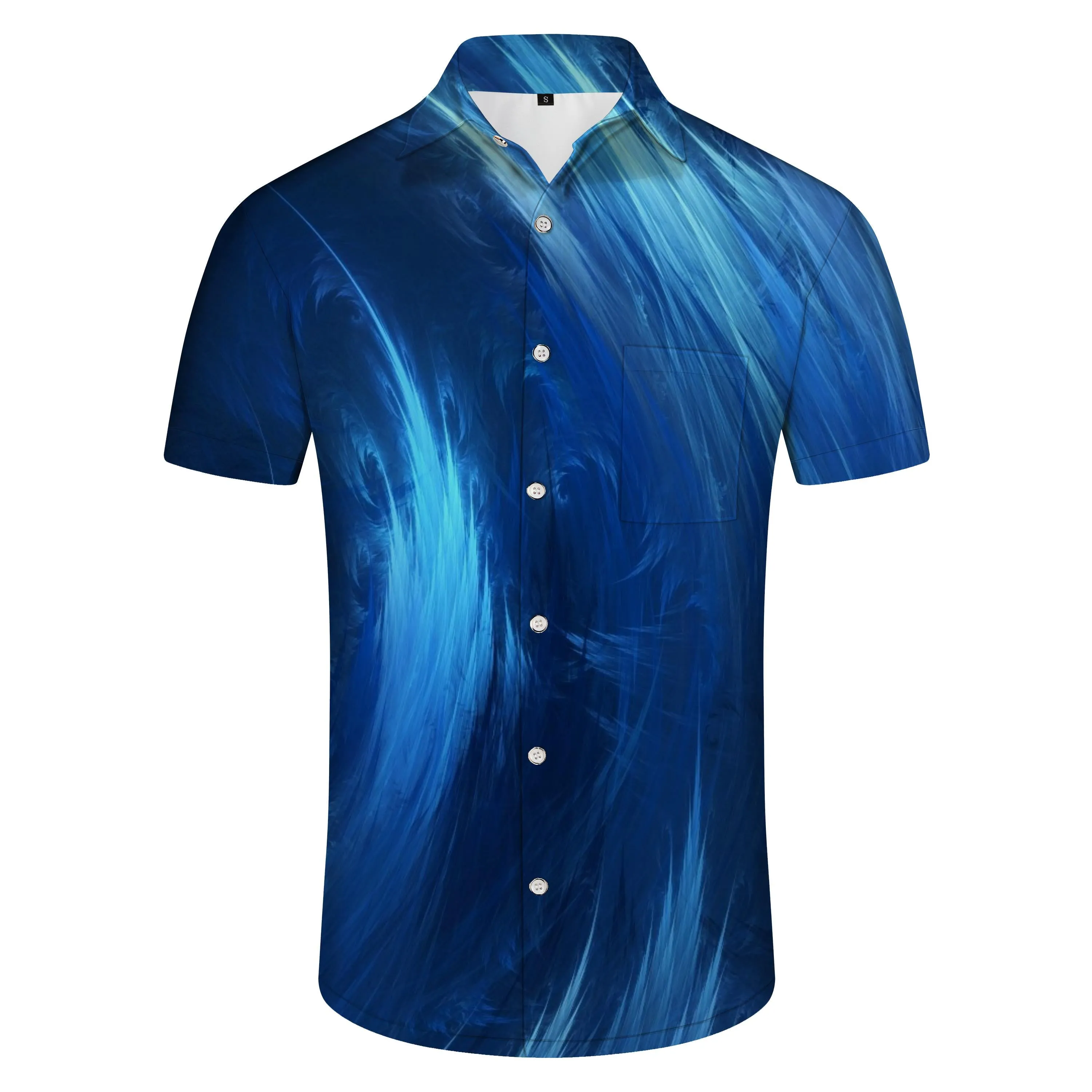 Fantasy Starry Sky Summer Casual Shirt Short Sleeve Tropical Hawaii Men's Short Sleeve Shirt Royal Blue