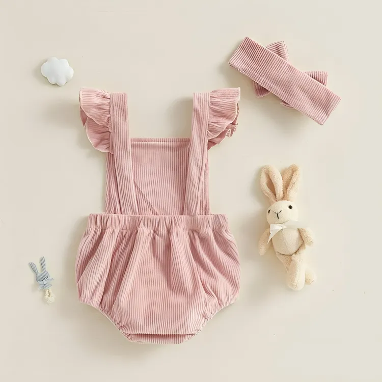 Fly Sleeve Easter Bunny Baby Romper