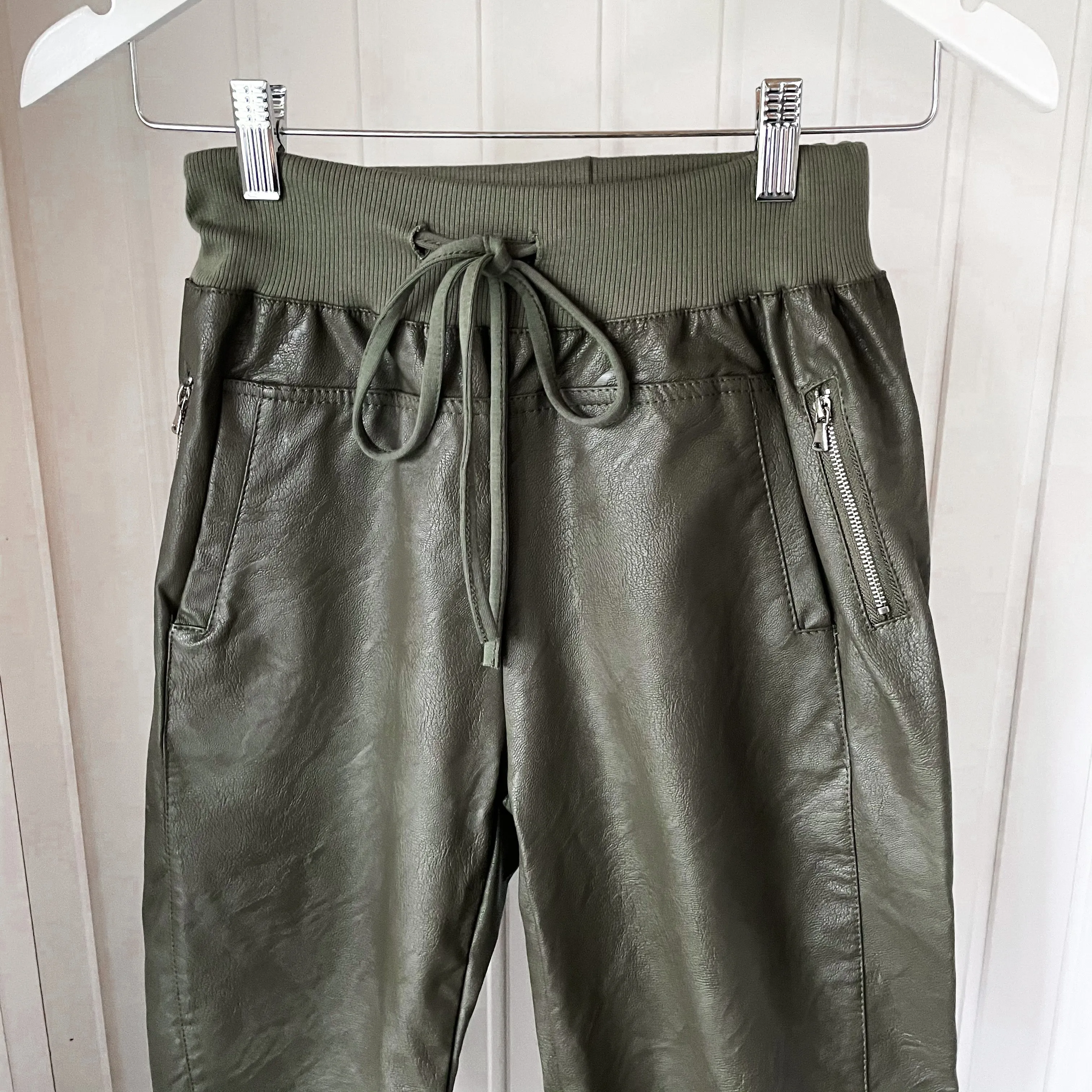 Full faux leather khaki ULTIMATE joggers *NEW*