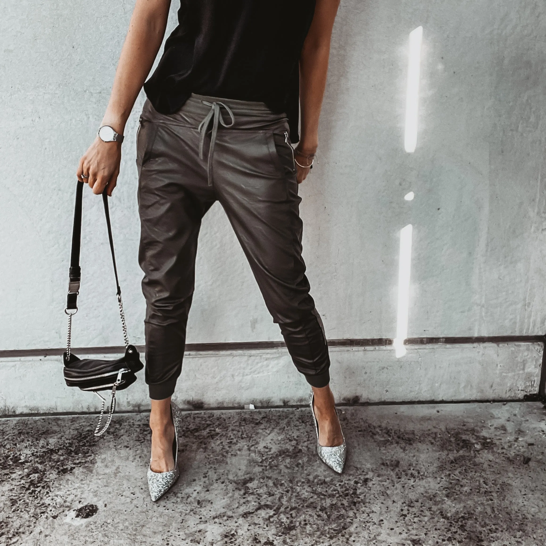 Full faux leather khaki ULTIMATE joggers *NEW*