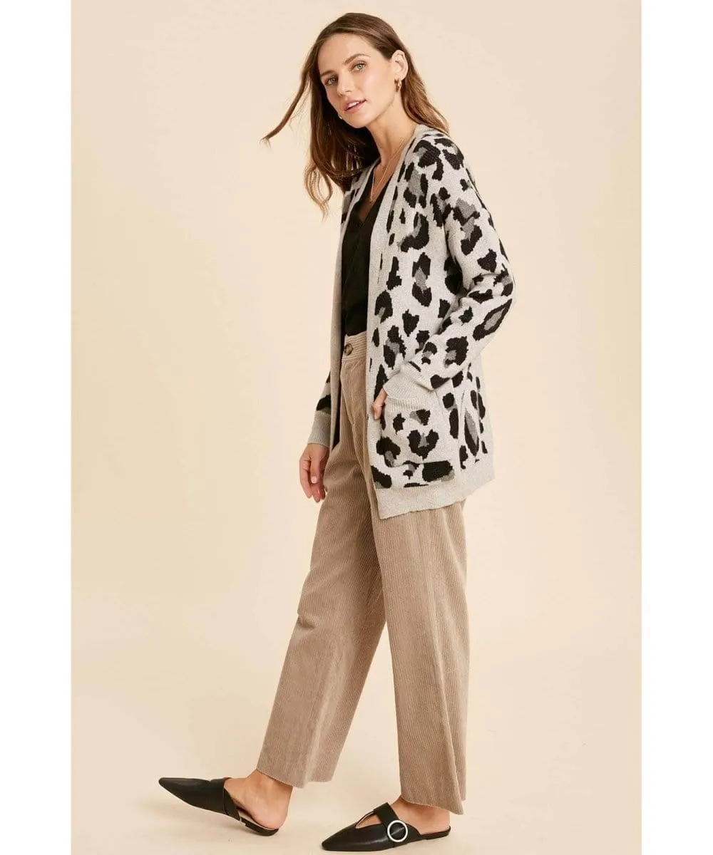 Fuzzy Leopard Cardigan With Pockets