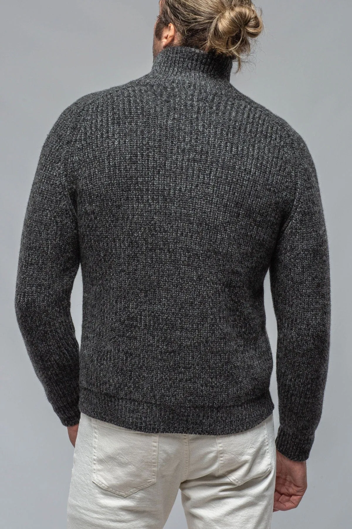 Galway Chunky Cashmere Full Zip In Charcoal