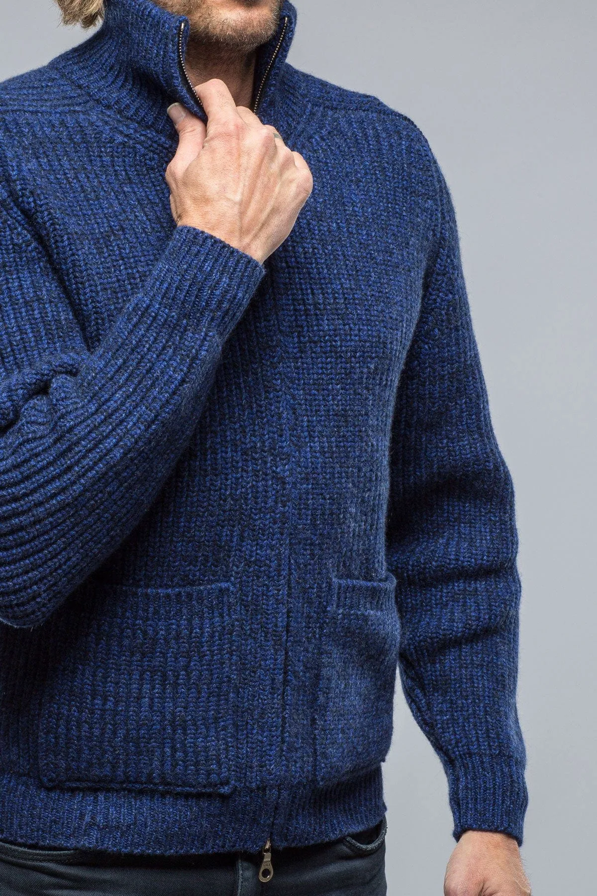 Galway Chunky Cashmere Full Zip Navy Donnagle