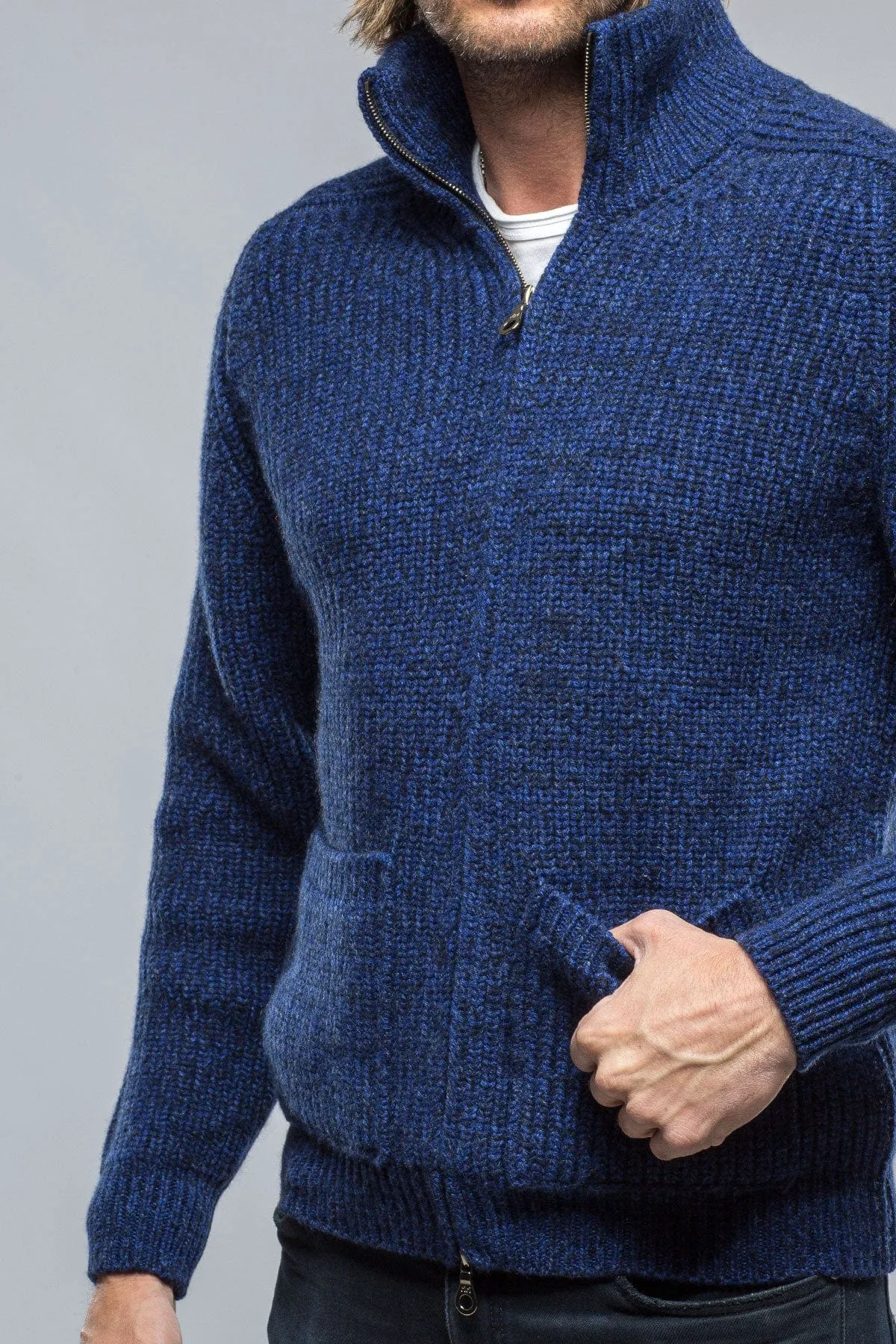 Galway Chunky Cashmere Full Zip Navy Donnagle