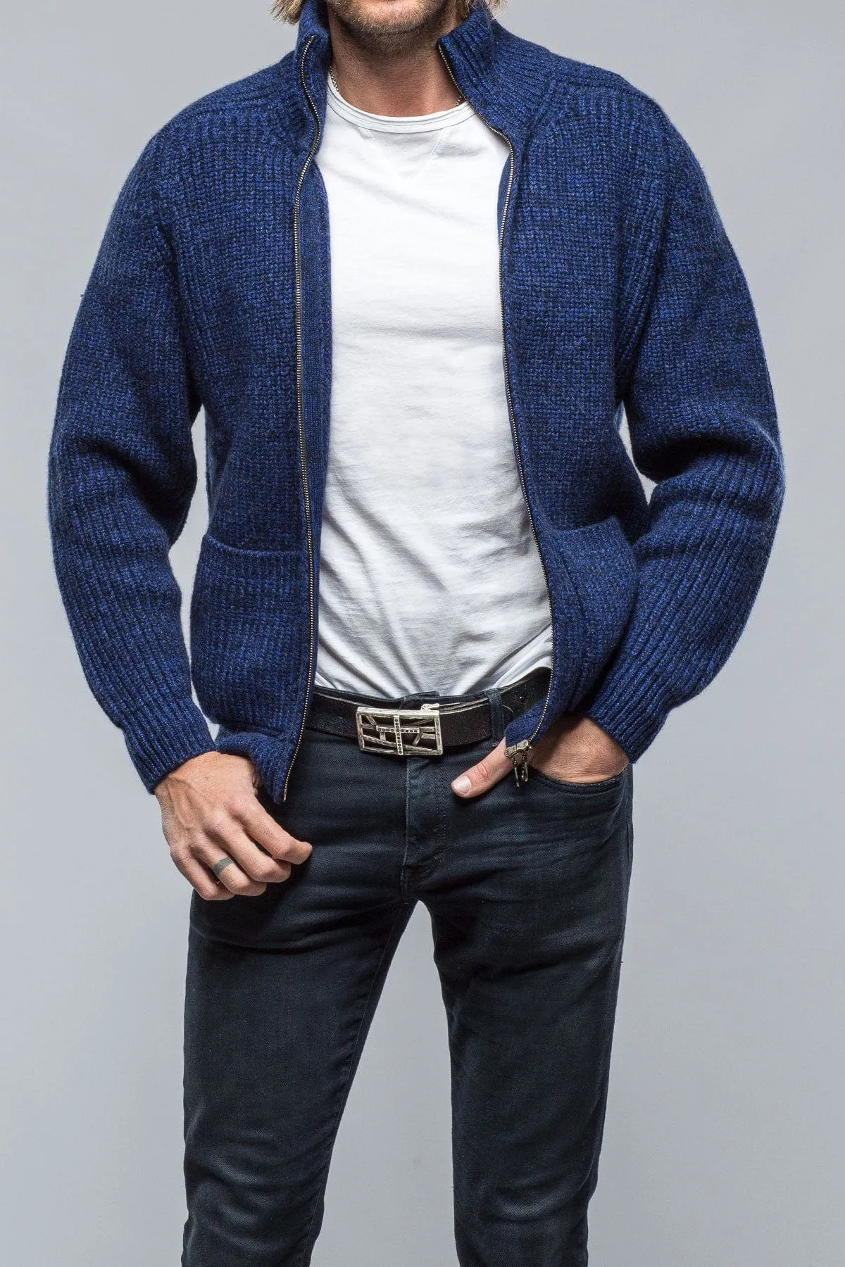 Galway Chunky Cashmere Full Zip Navy Donnagle