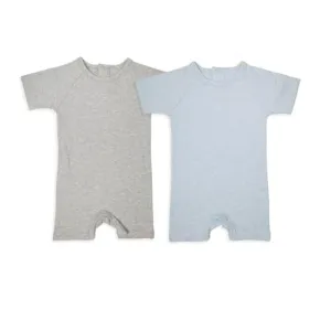 Gertex 100% Organic French Terry Cotton Baby Infant 2-Pack Short-Sleeve Romper Set |9 Months to 24 Months