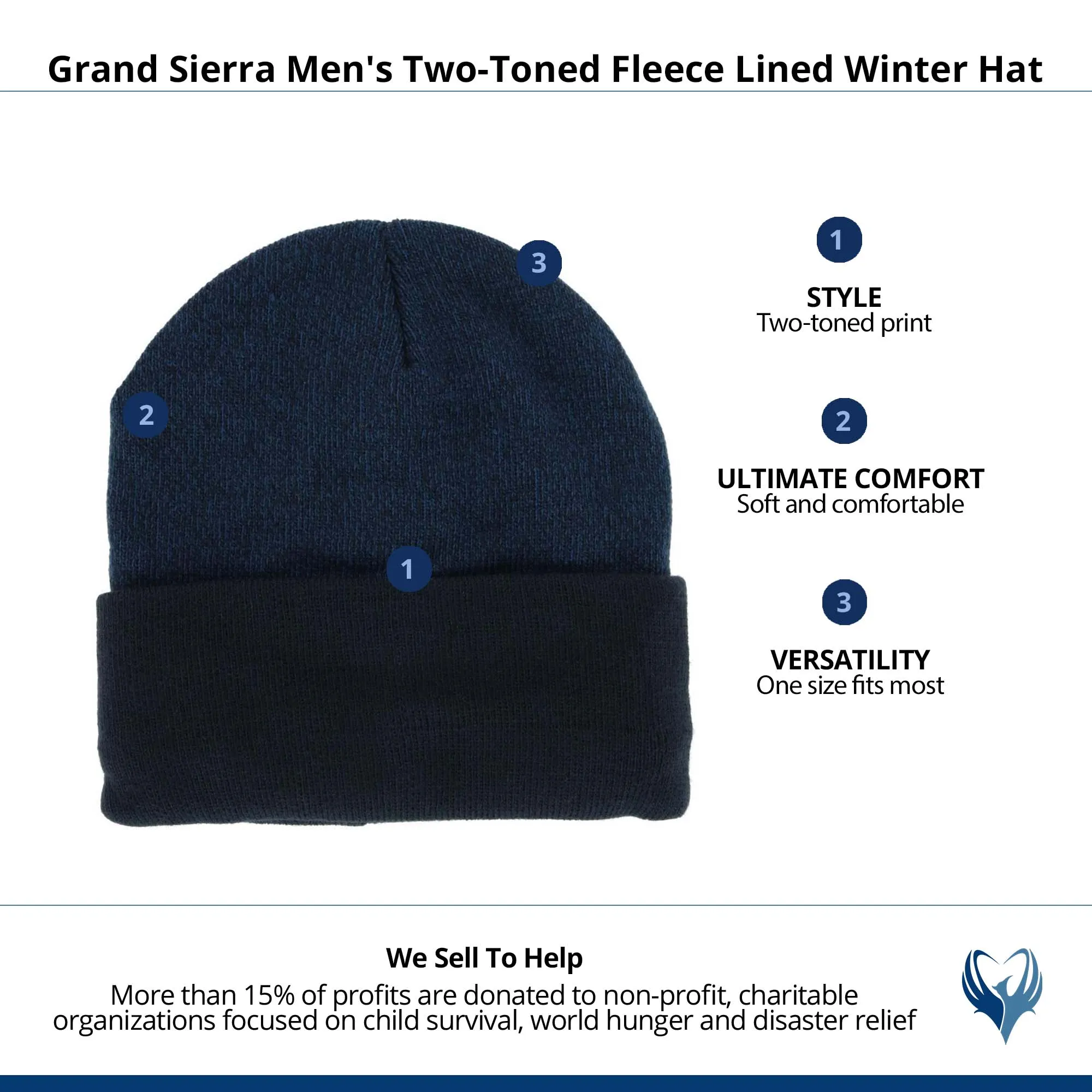 Grand Sierra Men's Two-Toned Fleece Lined Winter Hat