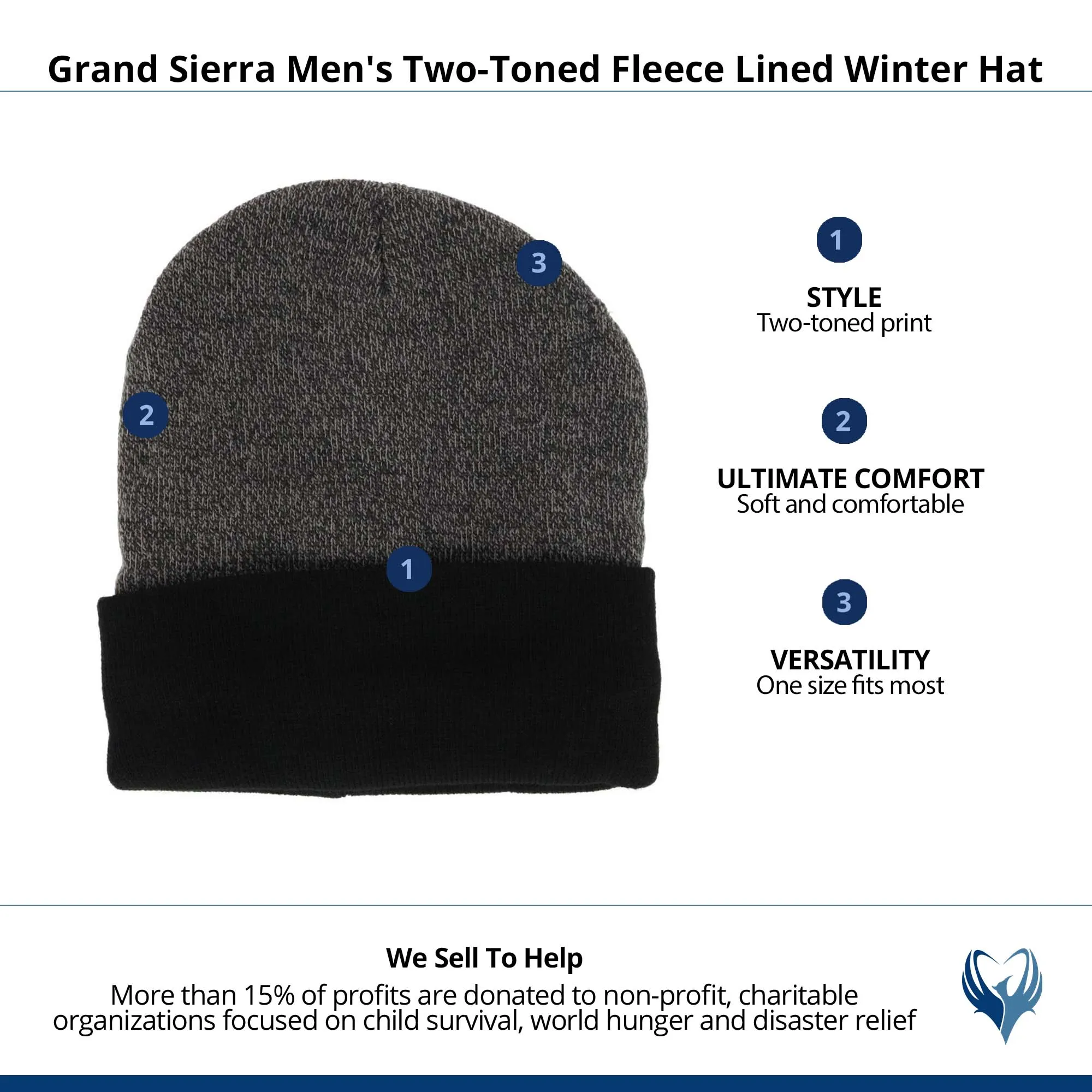 Grand Sierra Men's Two-Toned Fleece Lined Winter Hat