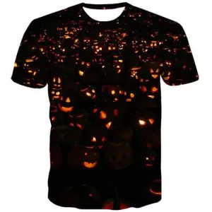 Halloween T shirts Men Pumpkin Shirt Print Cosplay T shirts Funny Flame T-shirts Graphic Funny T-shirts 3d Short Sleeve