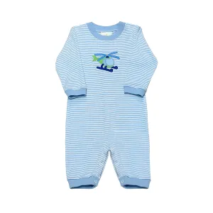 Helicopter Luke Bubble in Light Blue Bitty Stripe Knit