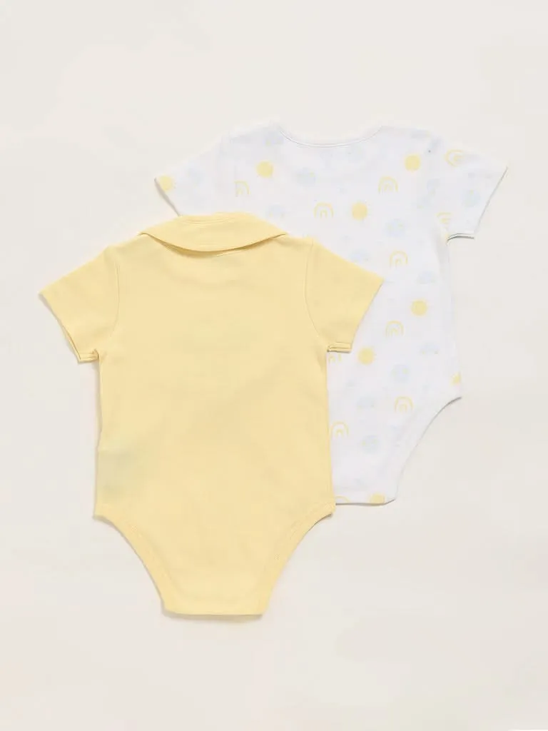 HOP Baby Blue Assorted Romper with Bib - Pack of 2