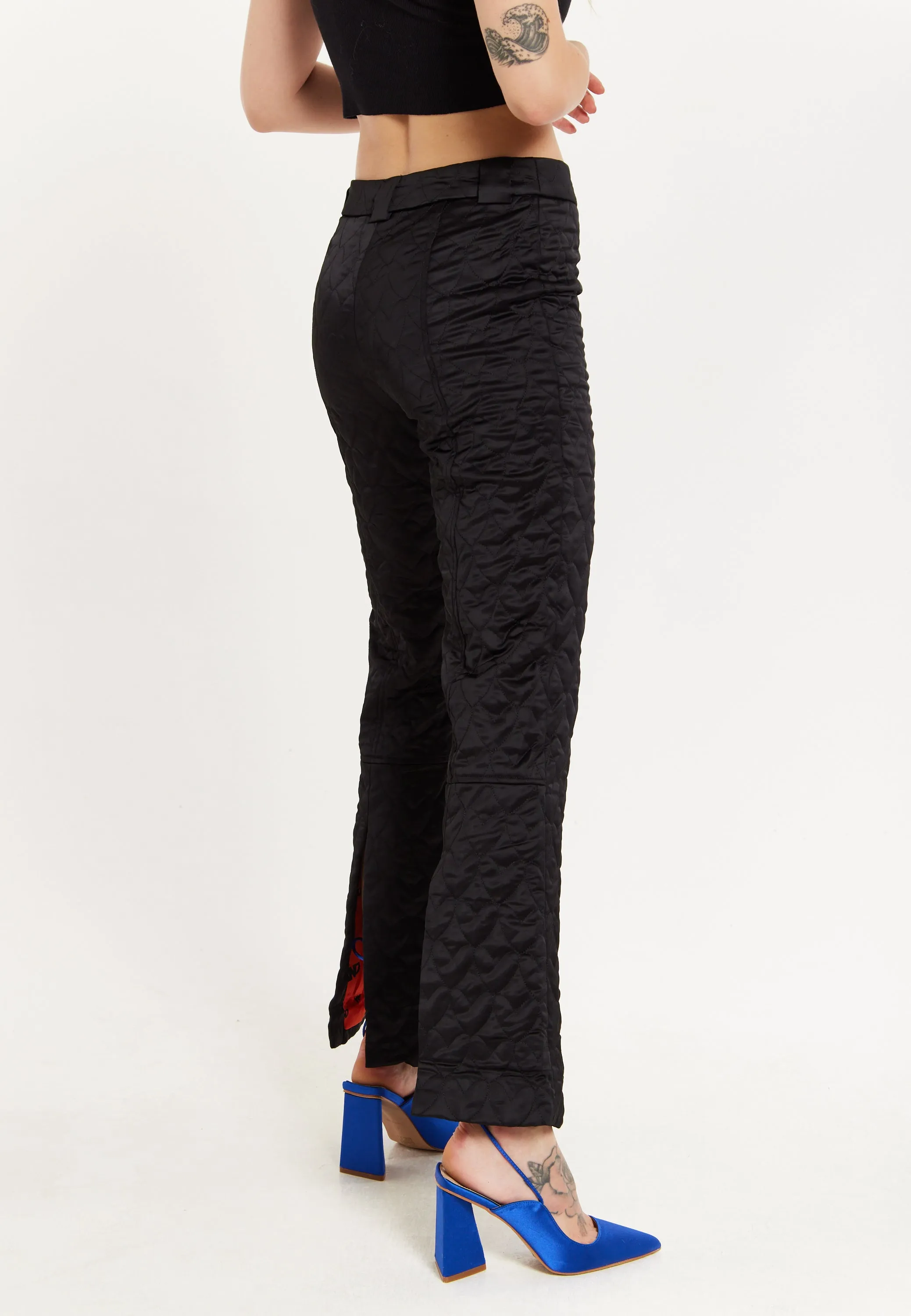 House Of Holland Heart Quilted Trousers in Black