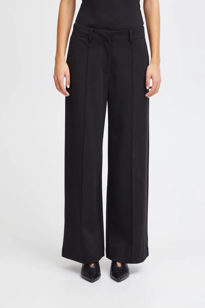 Ichi Kate Sus Wide Leg Trousers-Black-20116768