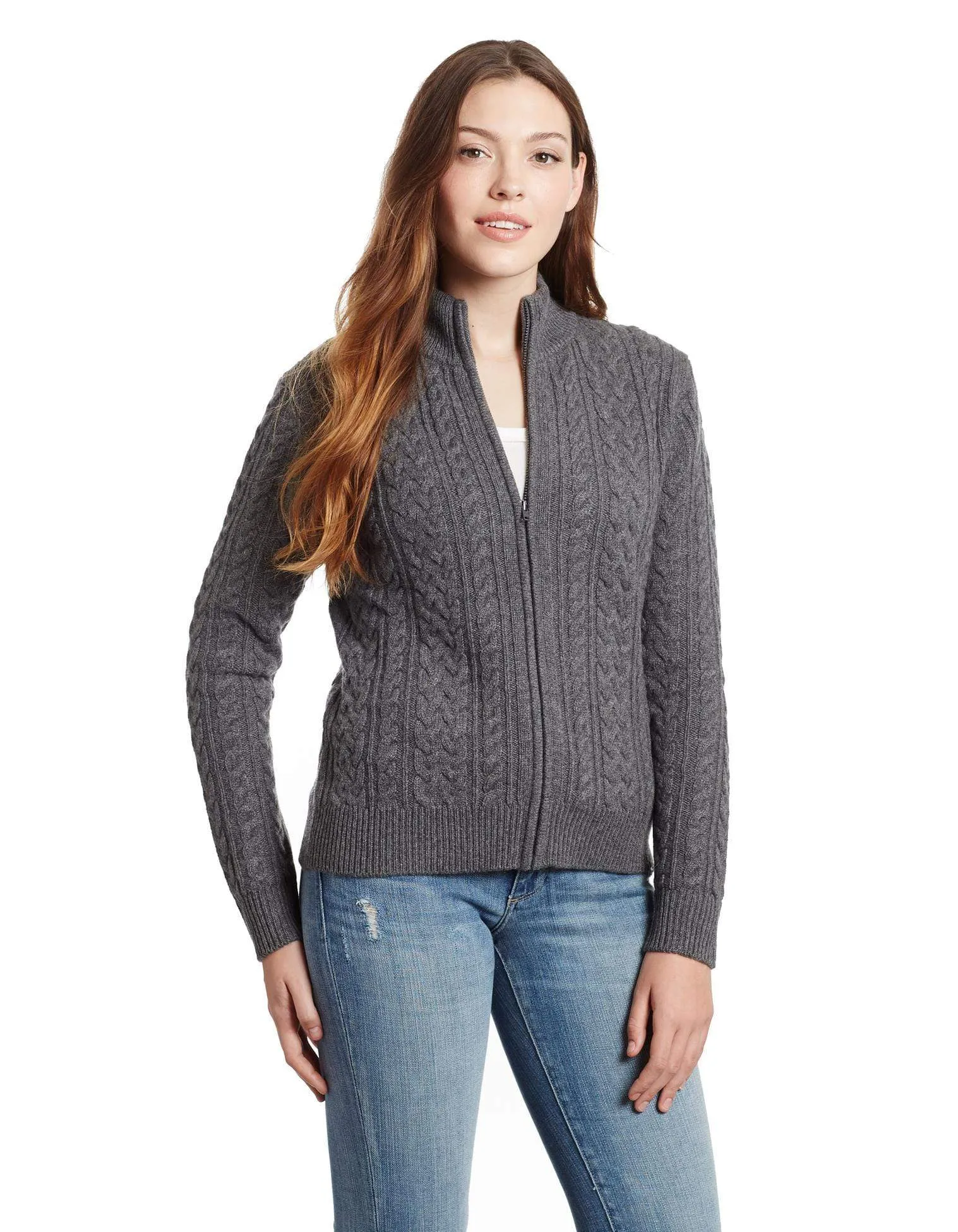 Katy Women's Cable Knit Cashmere Cardigan Sweater