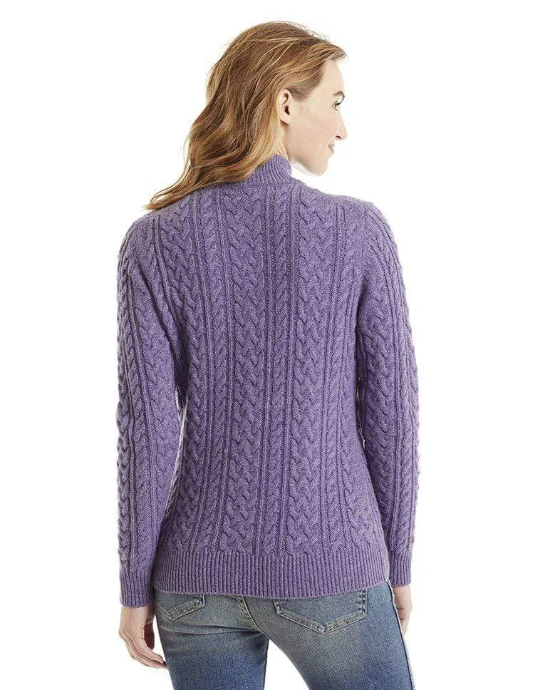 Katy Women's Cable Knit Cashmere Cardigan Sweater