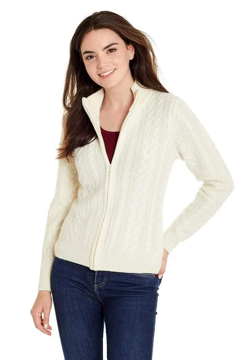 Katy Women's Cable Knit Cashmere Cardigan Sweater