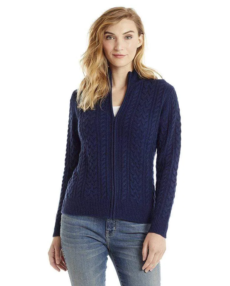 Katy Women's Cable Knit Cashmere Cardigan Sweater