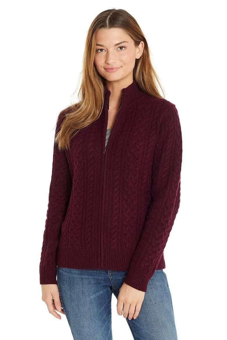 Katy Women's Cable Knit Cashmere Cardigan Sweater