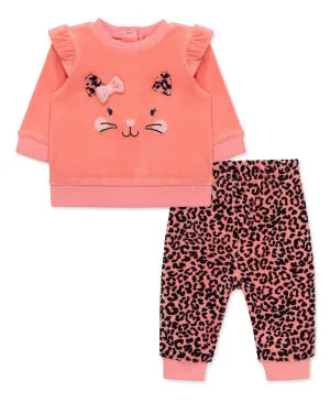 Leopard Velour Pant Set