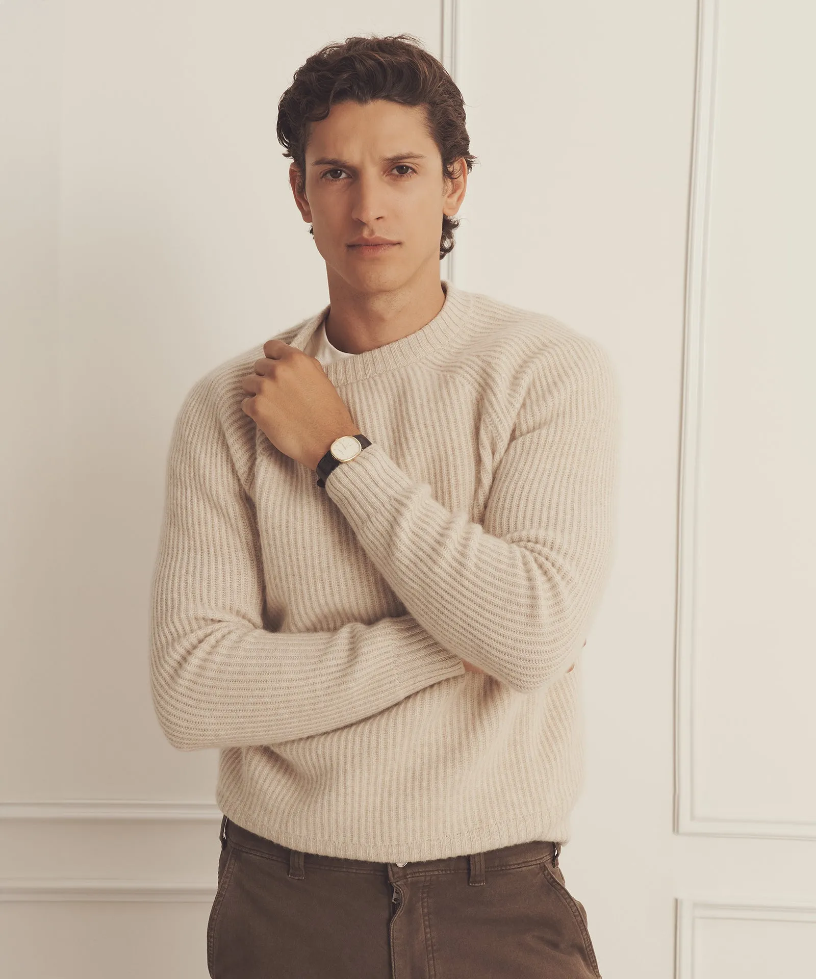 Luxe Cashmere Fisherman Crewneck Sweater