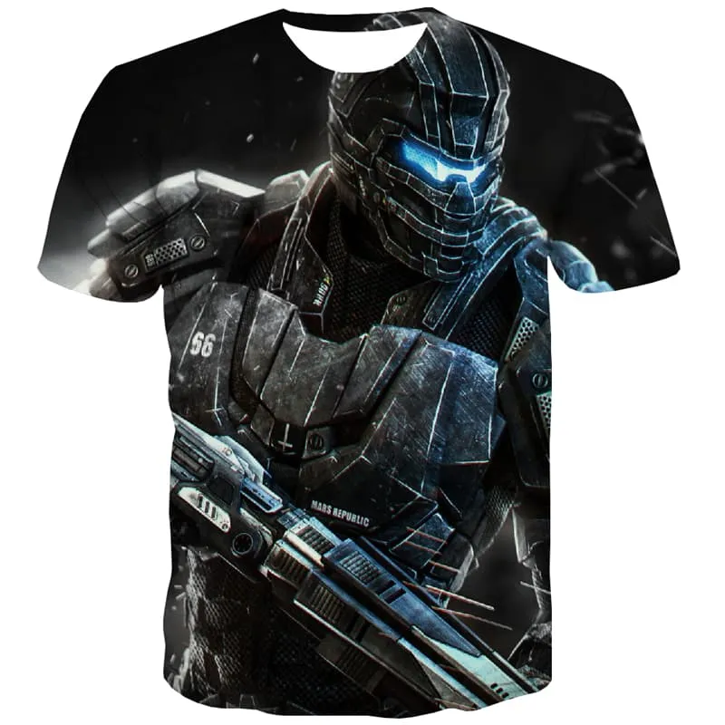 Military T shirts Men War T-shirts Graphic Metal Tshirts Cool Black T shirts Funny