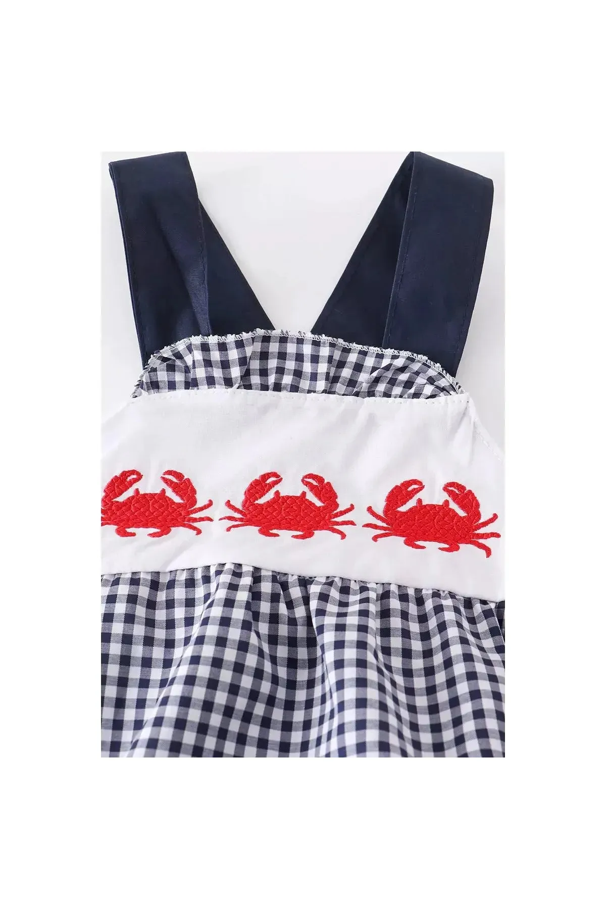 Navy crab embroidery girl bubble