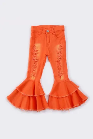 Orange double layered denim jeans