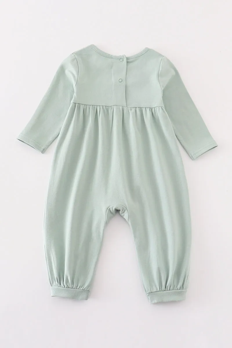 Premium Green cow applique boy romper