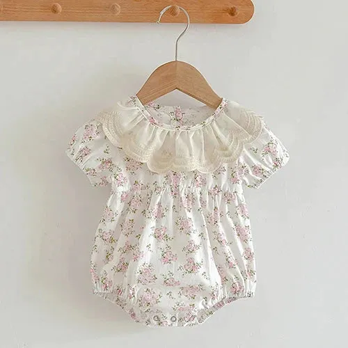 "Dani" Baby's Floral Print Bubble Romper